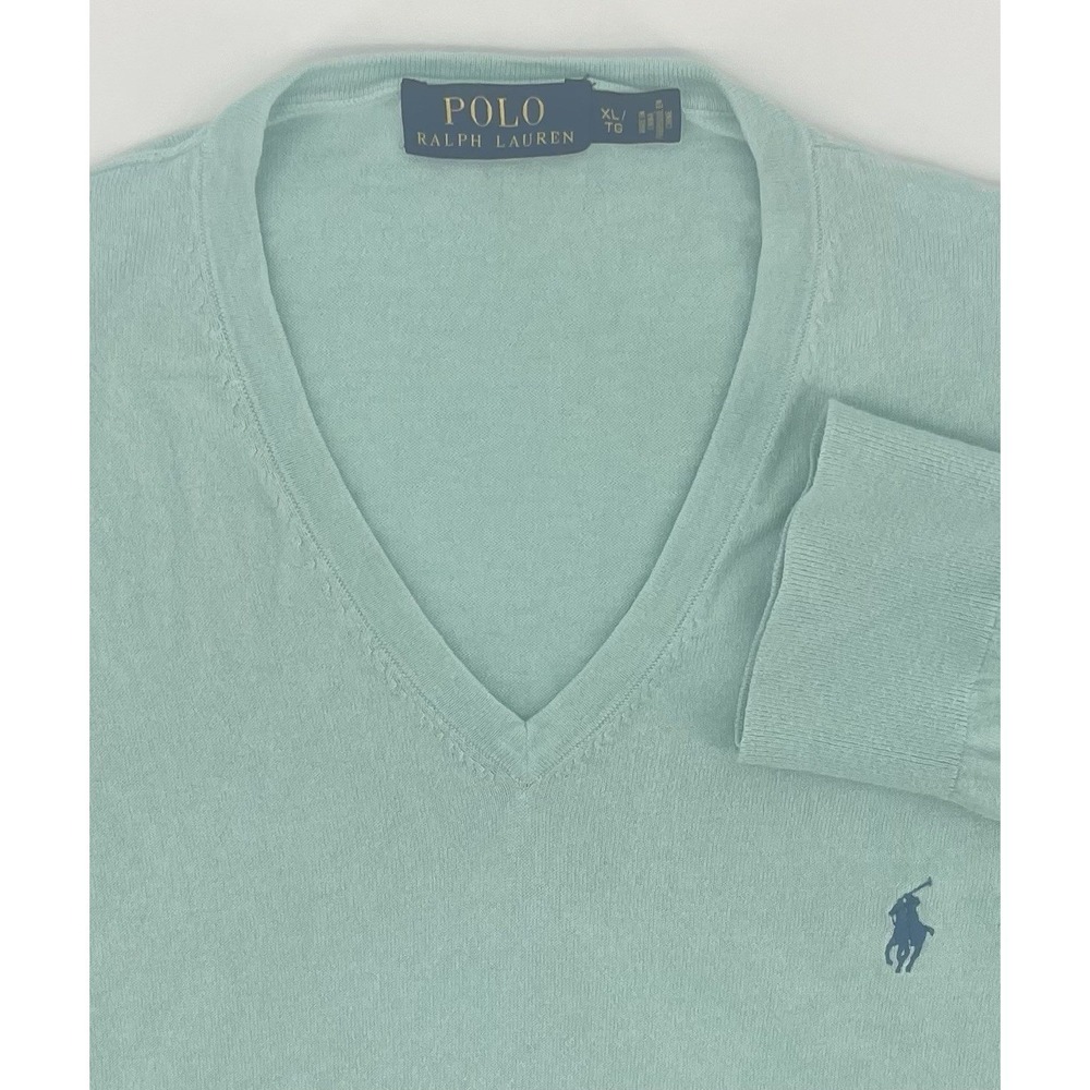 Polo Ralph Lauren V-Neck Long Sleeve Sweater Mens XL Light Green